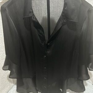 Nine West Black Sheer Blouse